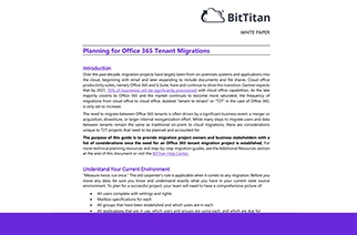 Planning for Office 365 Tenant Migrations