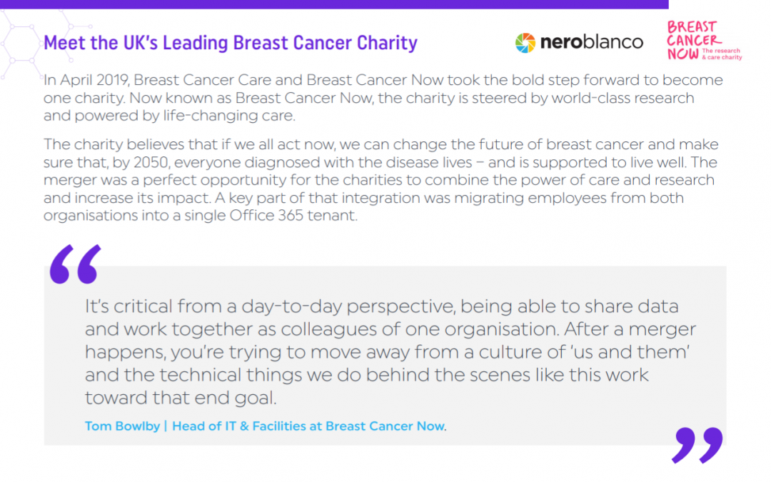 Nero Blanco IT Helps Breast Cancer Now Integrate Charities After Merger