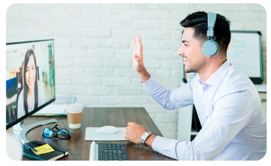 Man having a video call