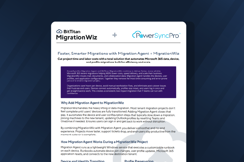MigrationWiz + Migration Agent